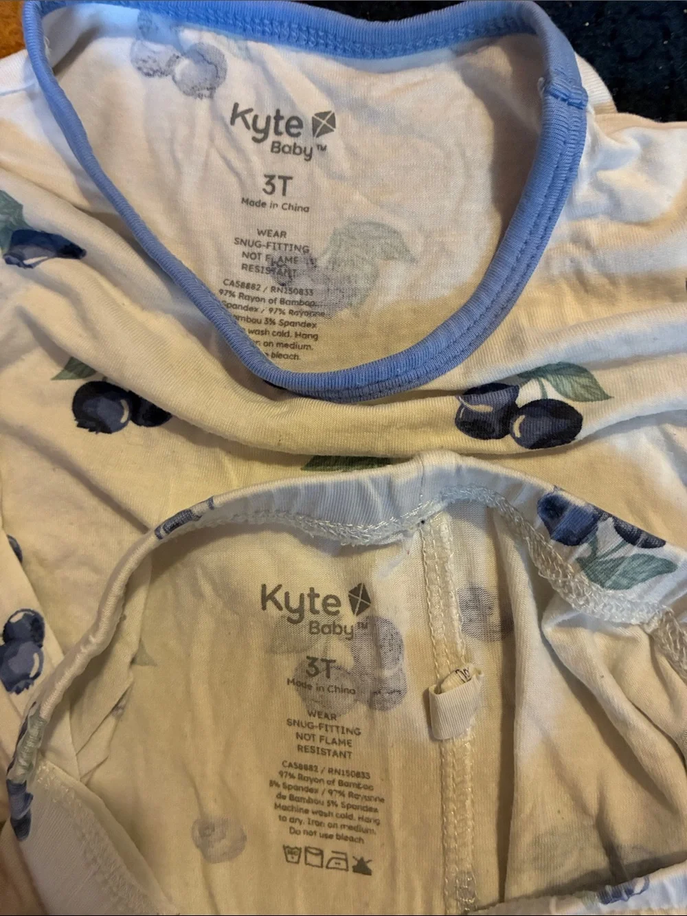 Kyte BABY Cream Pajama Set with Blue Cherry Motif